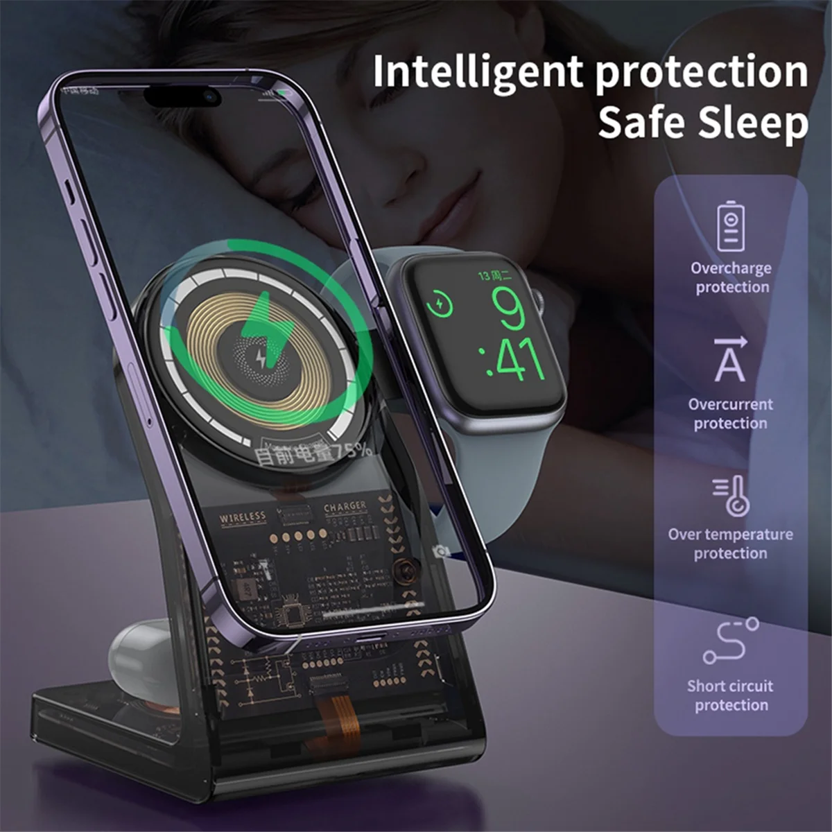 ワイヤレス充電器スタンド磁気ワイヤレス充電器スタンド 8 7 用 14 13 12 Pro Max 15W 高速ワイヤレス充電