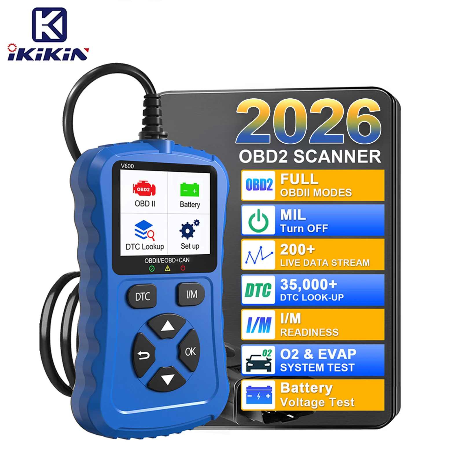 Nova ferramenta de diagnóstico de carro bule v600 obd2/eobd 12v plug & play pode codificar scanner para diagnóstico de veículos