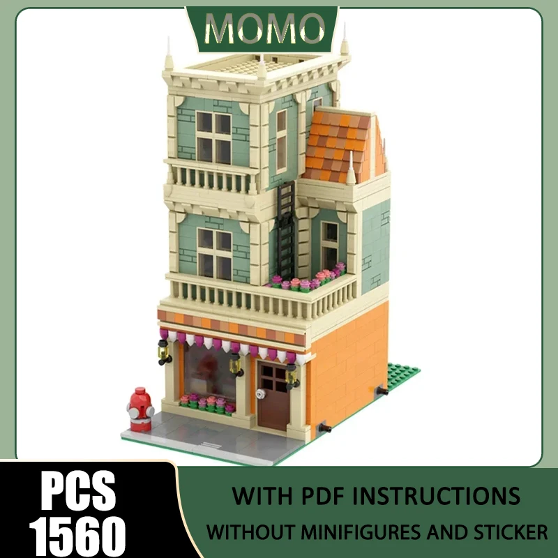 

Modular Bakery Shop Model Moc Building Block Technology City Street View Brick DIY Assembly Toy Holiday Construction Gifts