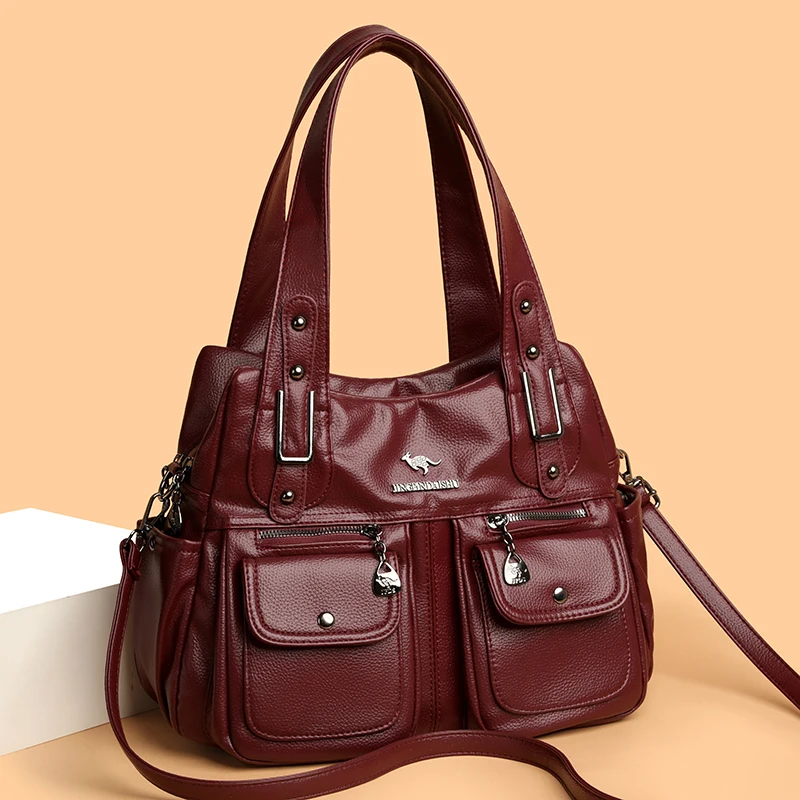 Fashionable Pure Color Women's Bag 2026 New Style Large Capacity Crossbody Shoulder Bag for Mothers Retro Style PU Material ﻿