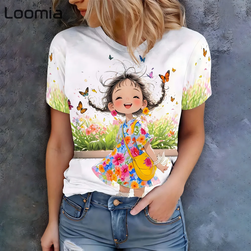 

Женская одежда больших размеров, модные футболки с круглым вырезом для девочек, модная одежда в стиле Харадзюку, трендовый топ, женская футболка с короткими рукавами