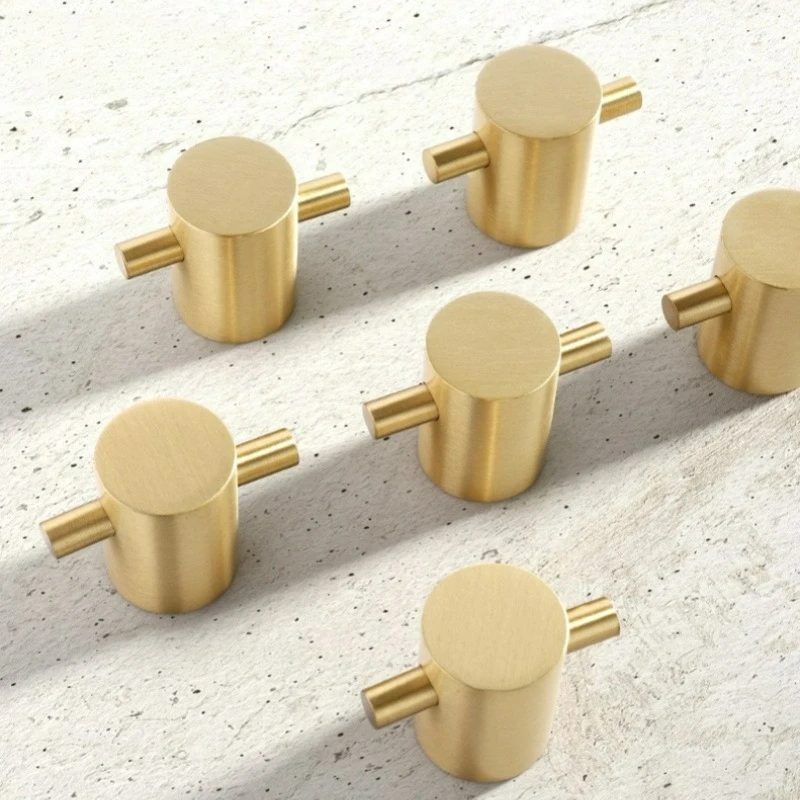 Modern Minimalist Brass Handle Wardrobe Drawer Handle Cylindrical Clavica Copper Handle