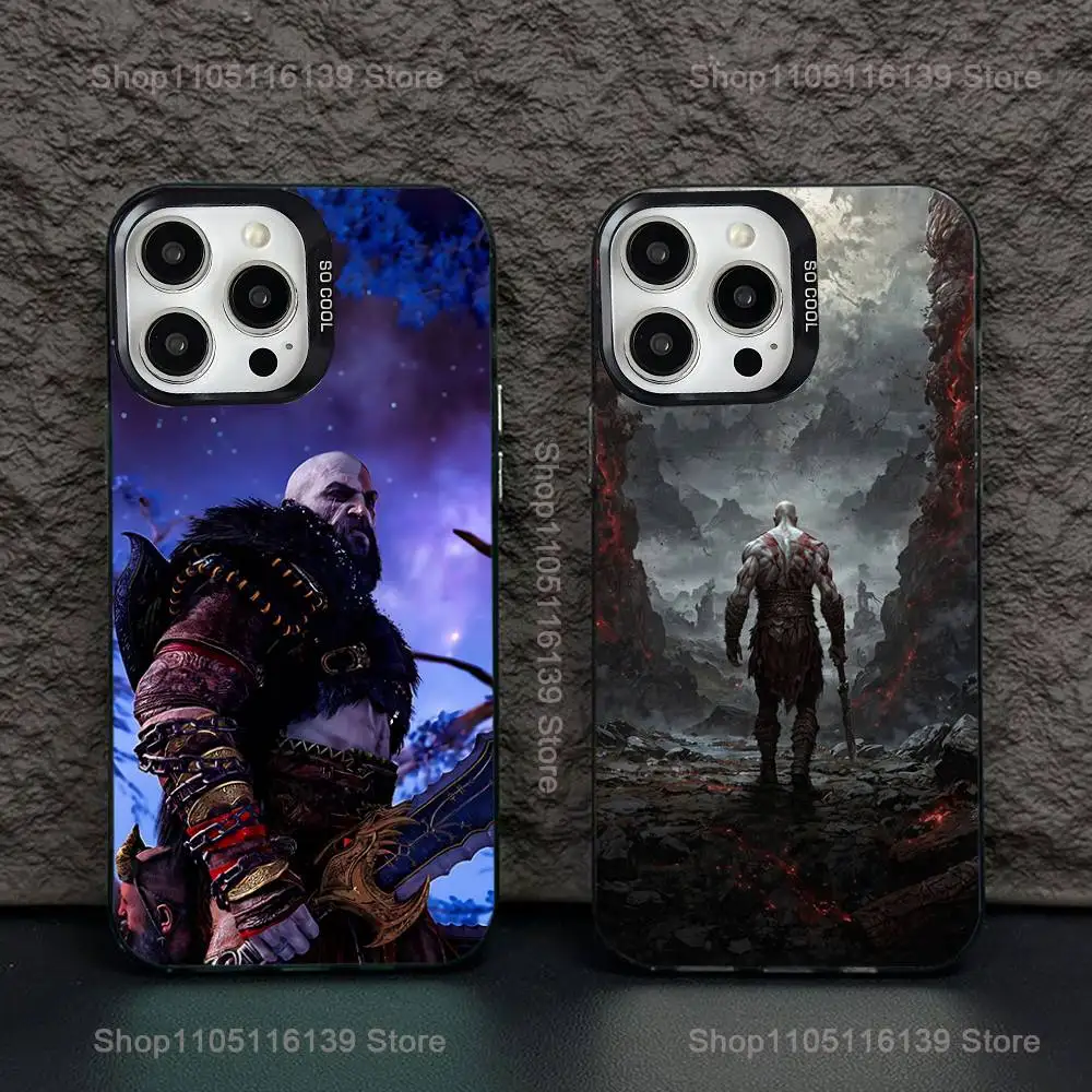 

Phone Case For iPhone 16,15,14,13,12,11,Pro,XS,Max,Plus,Mini,SE G-God of W-War Kratos Black Candy Matte Shockproof Cover