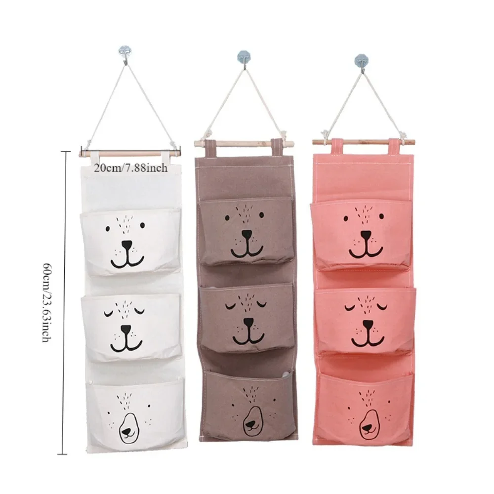 3 Pocket Waterproof Hanging Storage Bag Foldable Hanging Bag for Children's Room Hanging Bag for Clutter Storage Behind Door