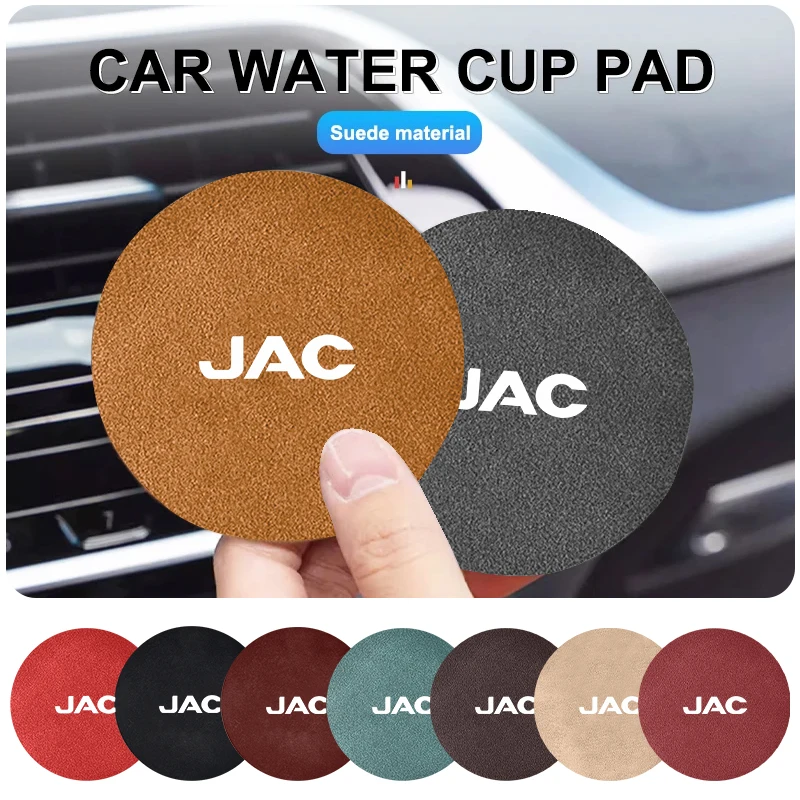 2Pcs Car Interior Water Cup Mat Leather Coasters Pad For JAC Refine J3 J4 J7 JS3 JS4 KR1 S2 S3 S4 S5 S7 Vapour T8