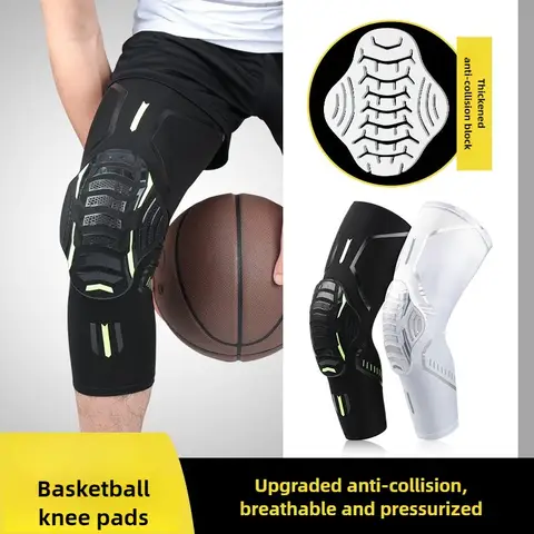 2-Pack Knee-Mounted Protective Gear, Breathable Mesh Polyester Blend Anti-Collision Compression Knee Sleeves with Upgraded Impact-Absorb Pads for Basketball, Running