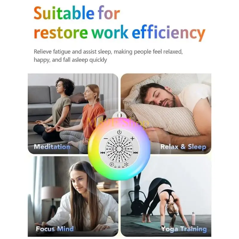 

M89F Auto Off Sleep Therapys Machine 22 Calmings Sounds Portable Design Colorful Ambients Light For Relax