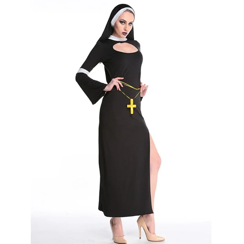 NEW Carnival Halloween Lady Religious Nun Habit Costume Convent Choir Superior Roleplay Cosplay Fancy Party Dress