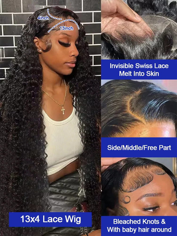 Malaysia Virgin Raw Wet and Wavy Human Hair Wig Preplucked Hairline Bleached Knots Transparent Hd Lace 300% Density Water Wave Full Lace Frontal Wig Bouncy Jerry Culry Human Hair Glueless Wig 40 42 In image 4