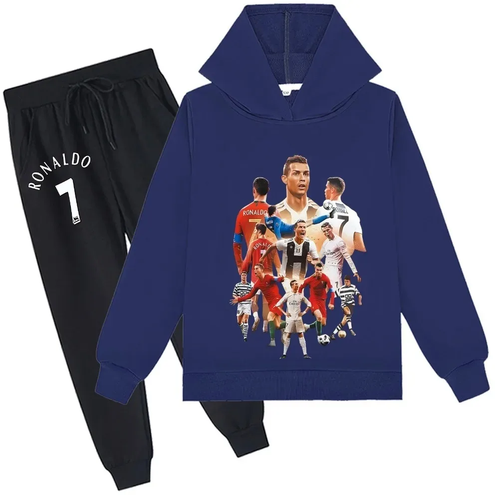 

Классические толстовки Little Kid C-cristiano Ron-aldos со штанами для бега, комплект спортивного костюма из 2 предметов, удобные топы с длинными рукавами для мальчиков от 2 до 14 лет