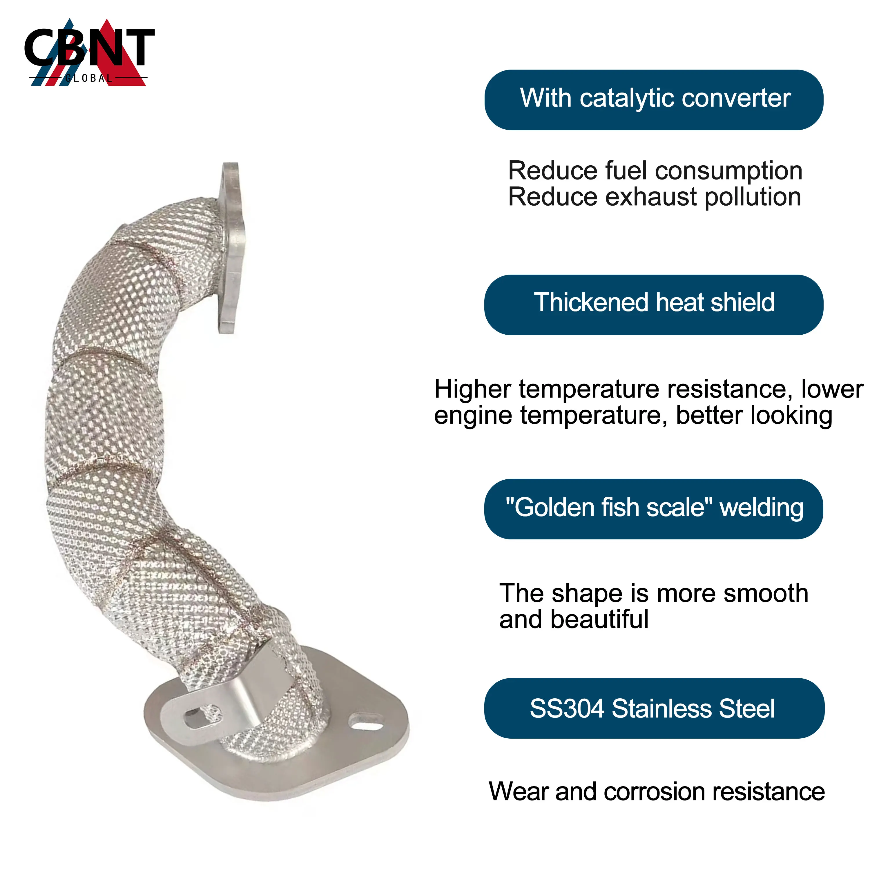 CBNT Exhaust Header for Changan Univ 1.5T Tuning Catted/Catless Downpipe with Heat Shield SS304 Exhaust Pipe System