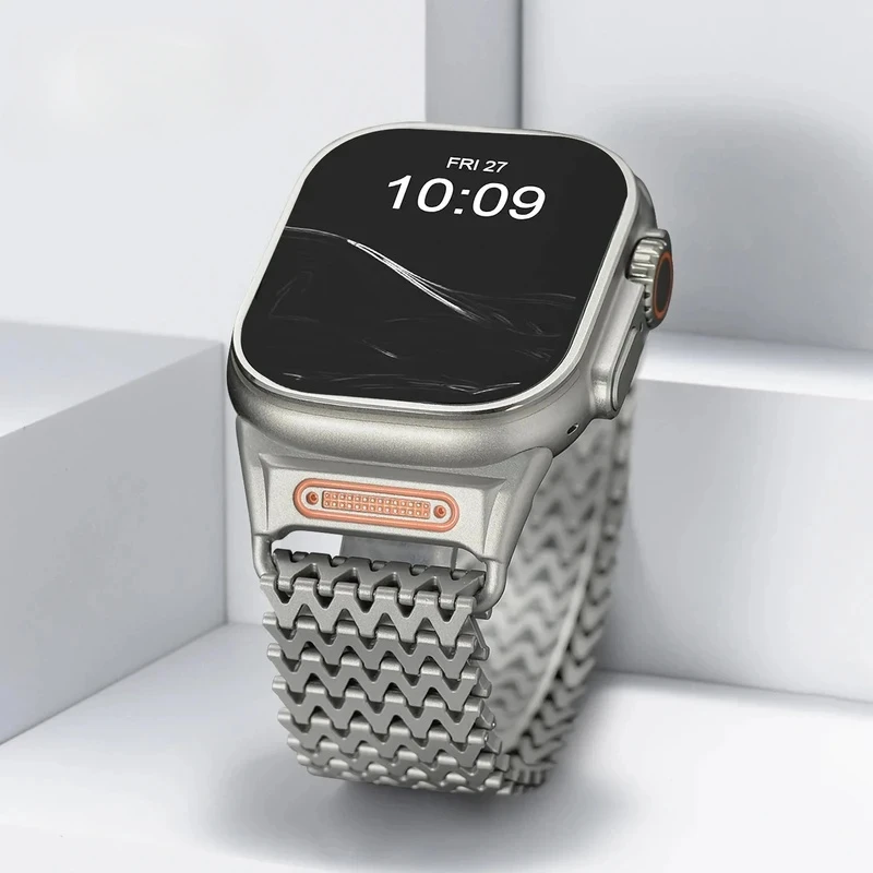 

Роскошный ремешок из нержавеющей стали для Apple Watch Band Ultra 49 мм 46 мм 45 мм Металлический магнитный браслет Correa для IWatch 10 9 8 7 6 4 SE