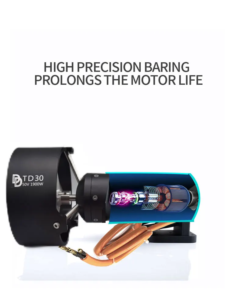 

TD30KG 1900W 50V electric bow thruster 2000W Rov underwater thruster with 24V propeller motor