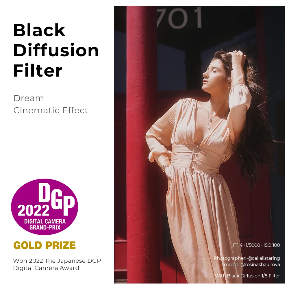 K&F Concept Black Diffusion 1/8 Filter Waterproof with 28 Multi-layer Coatings Create Cinematic Dream Effect for Image and Video