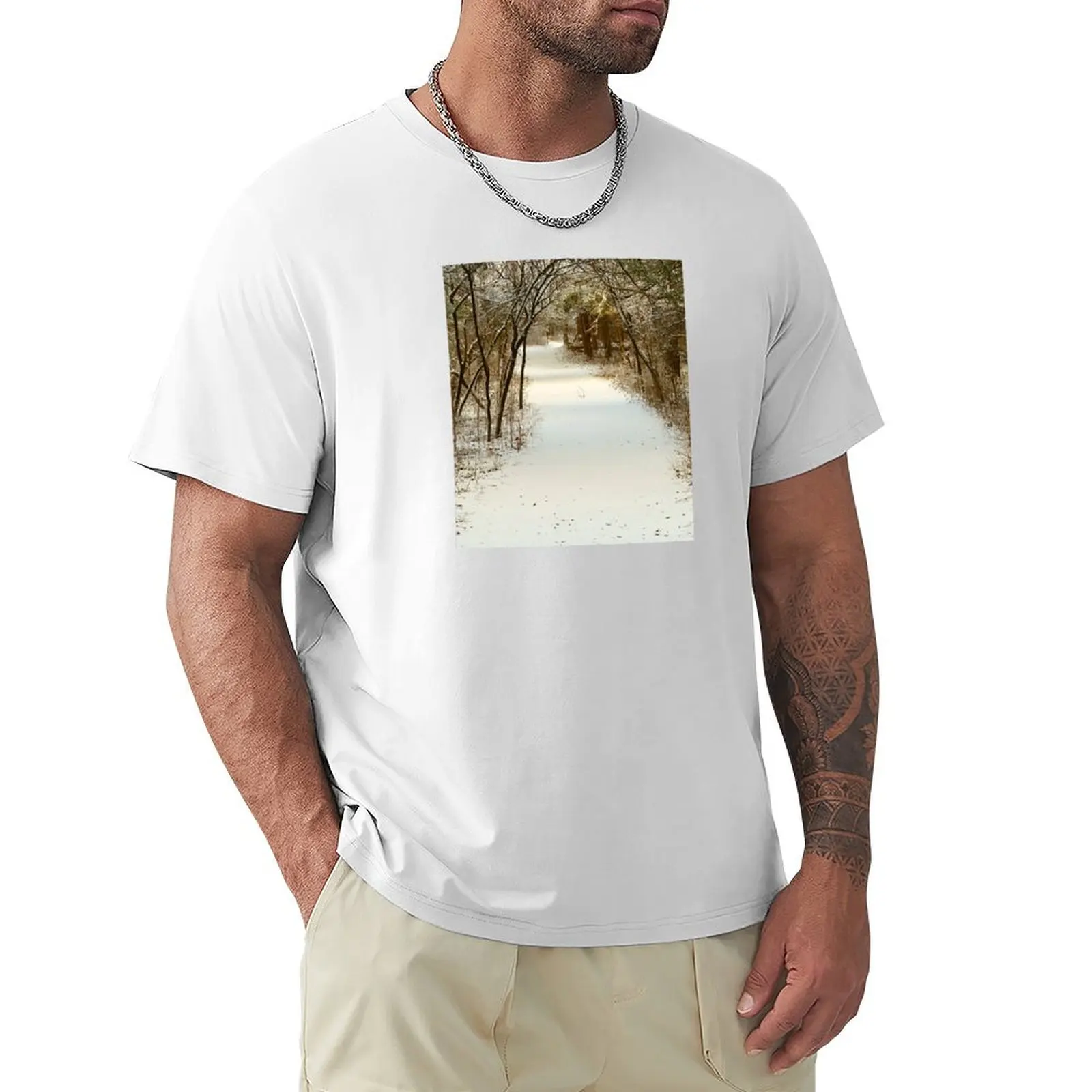 

Winter Path Photo T-Shirt anime sublime plus size tops mens workout shirts