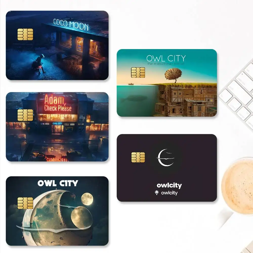 الفرقة O-البومة C-City-S ملصقات بطاقة الائتمان الجلد لخصم البنك حماية الزخرفية 4 قطعة ملصق مائي المضادة للخدش مقاوم للماء