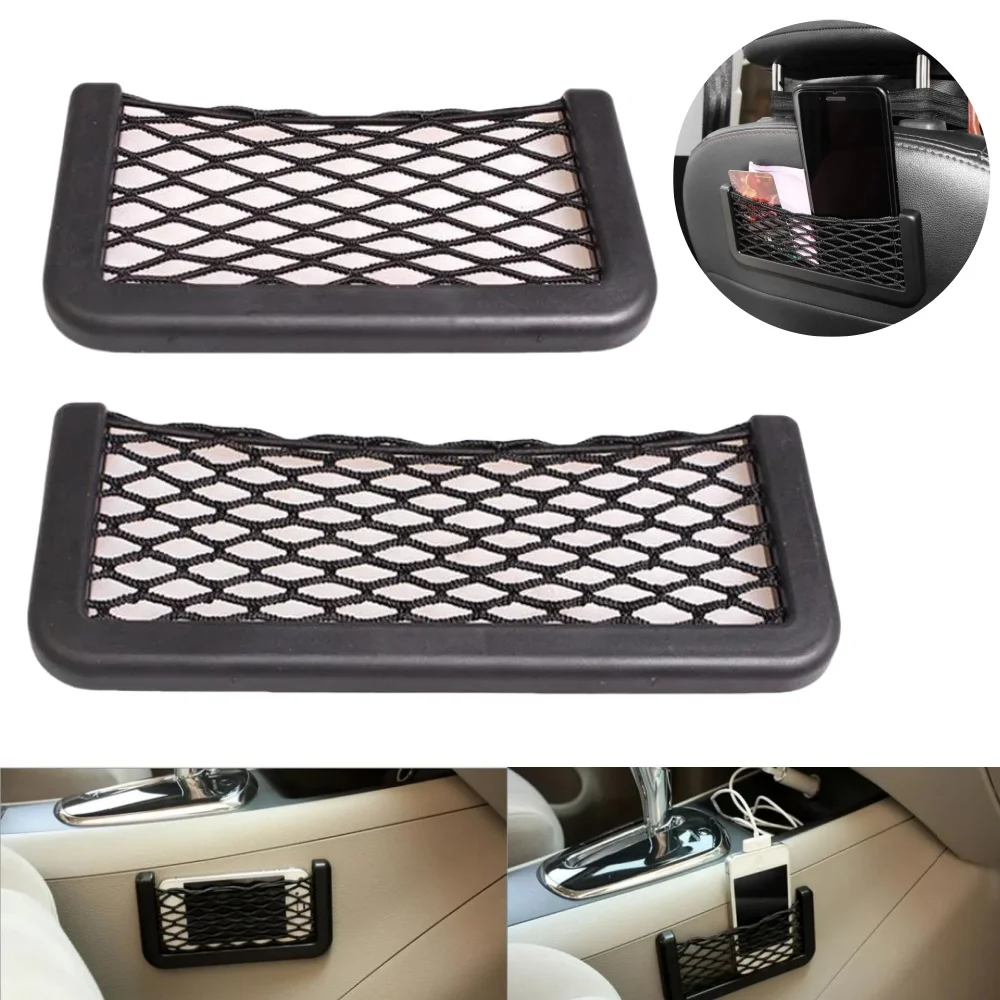 1Pcs Car Organizer Storage Bag Universal Auto Paste Net Pocket Organizer Bag Phone Holder Box Car Accessories 20*8CM 8*15CM