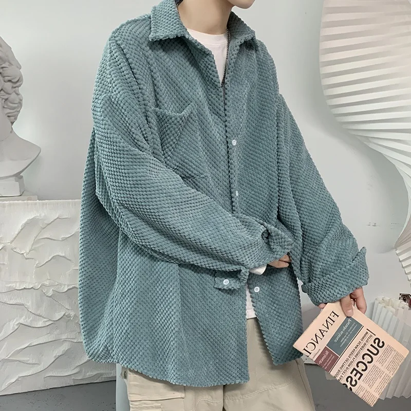 

Corduroy Long Sleeve Shirt Men's Hong Kong Style Trendy Loose Casual Teenage Shirt Autumn Cool Brand Handsome Jacket