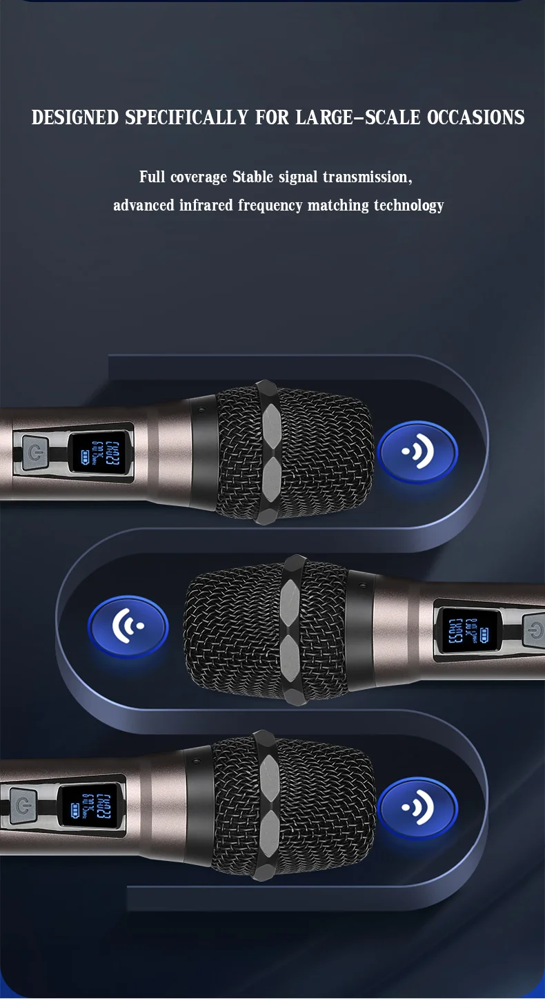 ไมโครโฟนไร้สายแบบไดนามิก TLF Xtuga GA808 ระดับมืออาชีพ พร้อมไฟ RGB UHF ป้องกันเสียงดังสะท้อน ระบบ FM สำหรับคาราโอเกะ การประชุม พร้อมเสาอากาศแบบ Diversity สำหรับ Chu