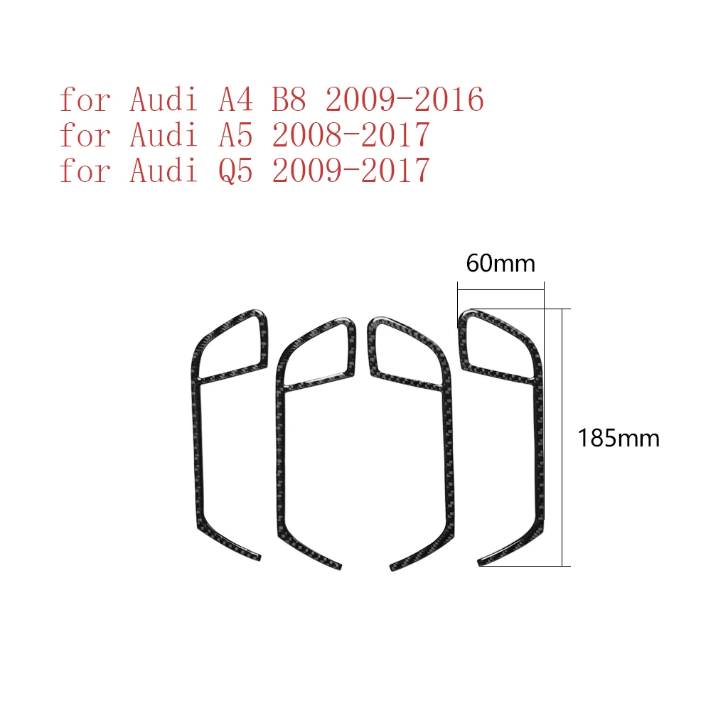 4pcs for Audi A4 B8 A5 Q5 Car Door Inner Grab Handle Decorative Cover Trim Sticker Decal Auto Interior Accessories Carbon Fiber