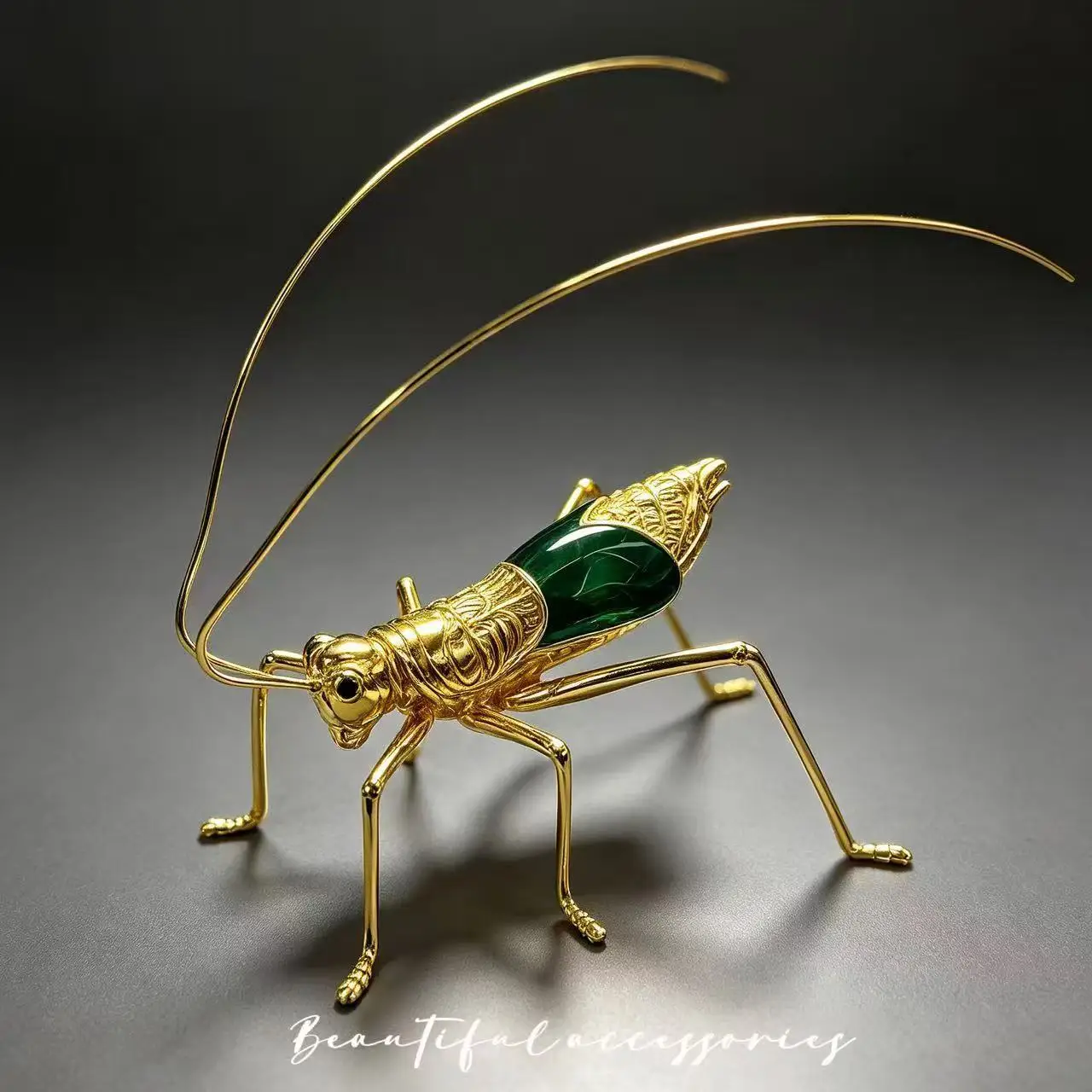 Chinese Style Golden Grasshopper Ornament Retro Enamel Craft Tabletop Decor Home Decoration