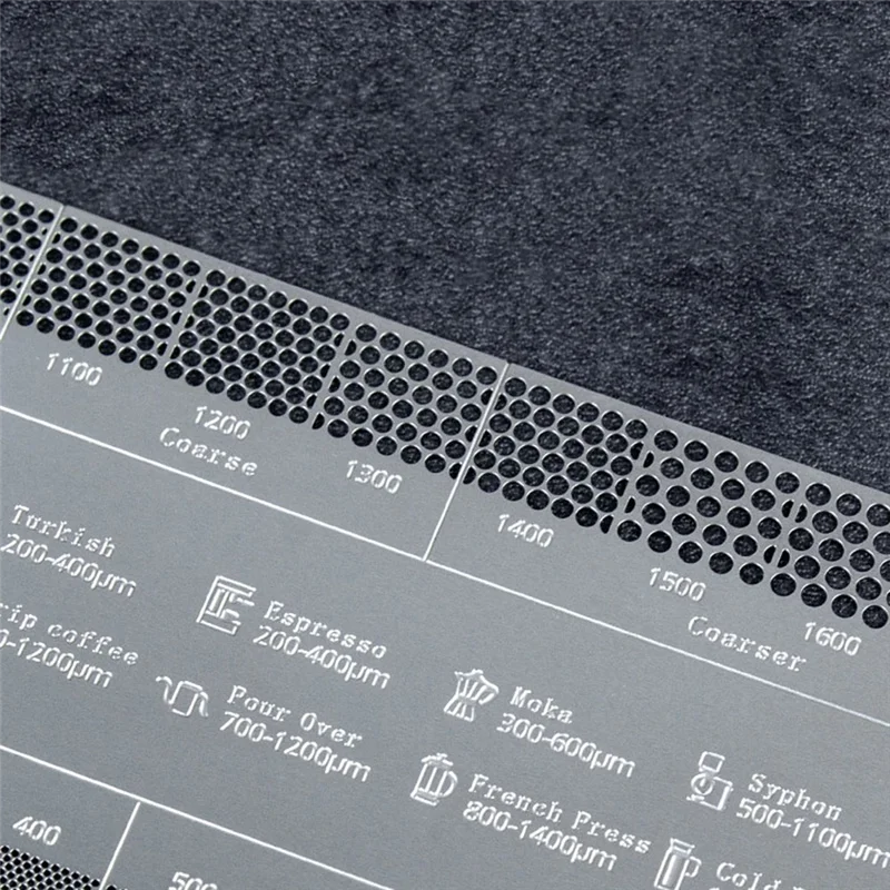 A01V-Kaffee Pulver Schleifen Dicke Referenz Vergleich Karte Mühle Schleifen Pulver Dicke Vergleich Skala