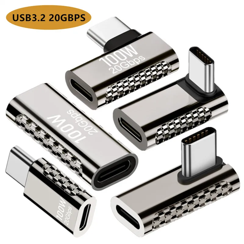 U ​ SB C 90 درجة محول USB3.2 20GBPS نوع C إلى USBC OTG محول 8K @ 60 هرتز 100 واط USB نوع C موصل شحن سريع لماك بوك