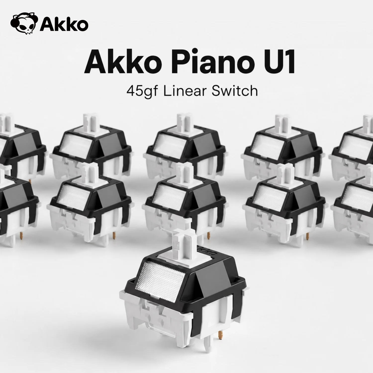 Akko U1 Series Mechanical Keyboard Switches Piano 45gf Linear Switches 5-Pin Customizable Hot-Swappable for Gamer Keyboard 45pcs