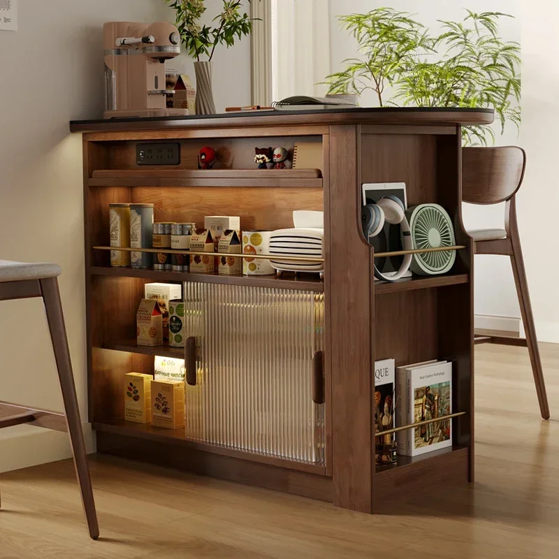 

Solid wood bar counter small apartment living room partition household telescopic island counter dining side cabinet