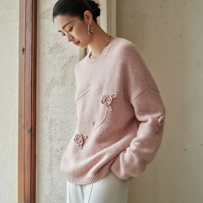 

Осень и зима, новый шикарный женский свитер с круглым вырезом, толстый мягкий пуловер, блестящий кашемировый трикотаж, корейская модная одежда