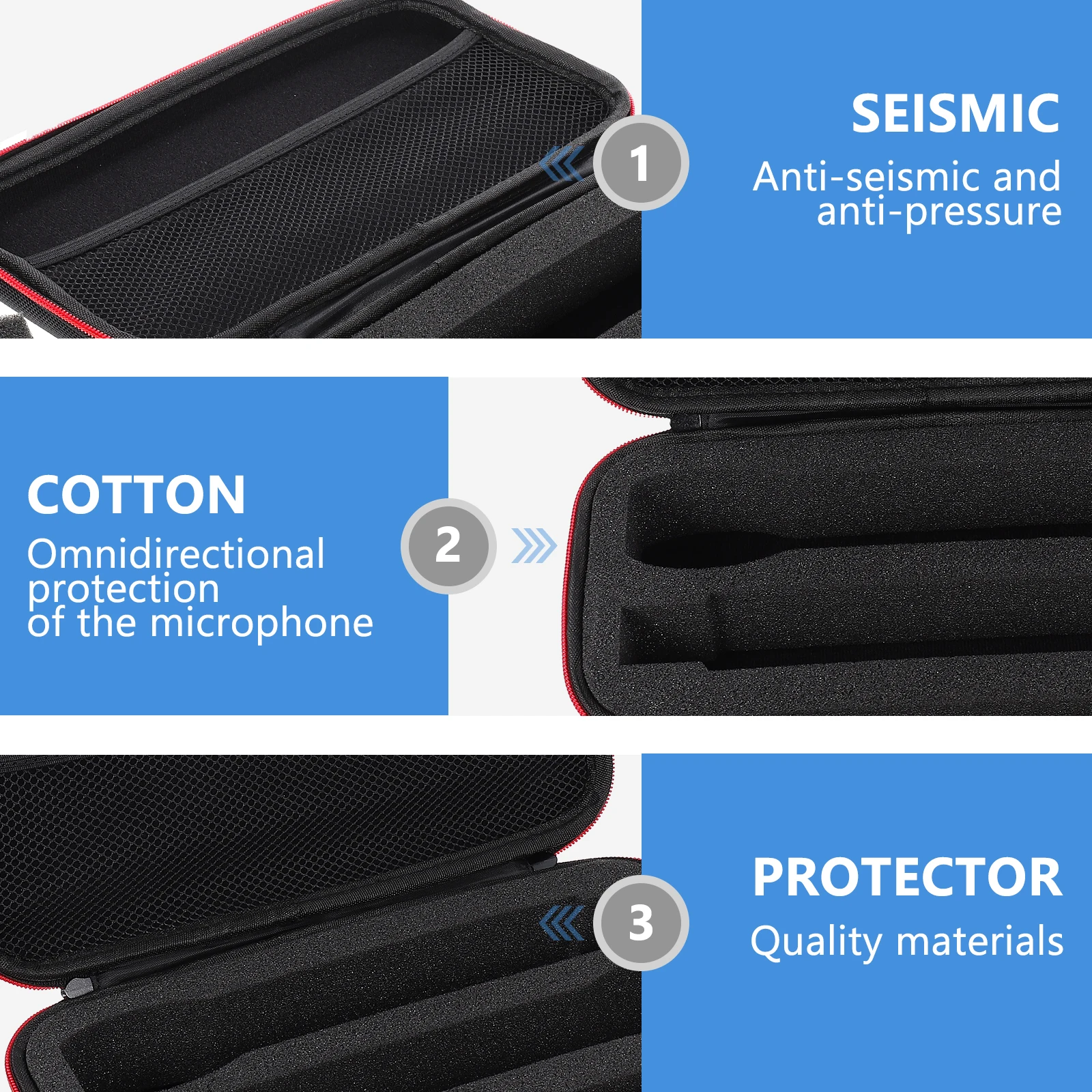 

Microphone Storage Bag Portable Shockproof Protective Case Soft Inner Anti scratch Lightweight Compact Design Long Life