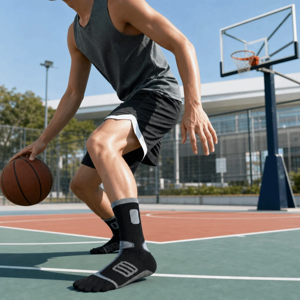 Mid-calf Sock Breathable Five Finger Socks Mesh Sweat-Absorbent Men Socks Anti-odor Quick Dry Five Toe Socks Running
