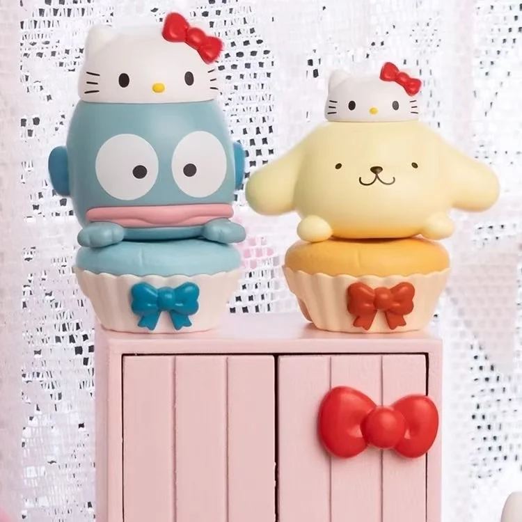 Miniso Hello Kitty 50th Anniversary Stackable Blind Box Toy Kuromi Pompompurin Cinnamoroll Pochacco Collect Figurine Kids Gift