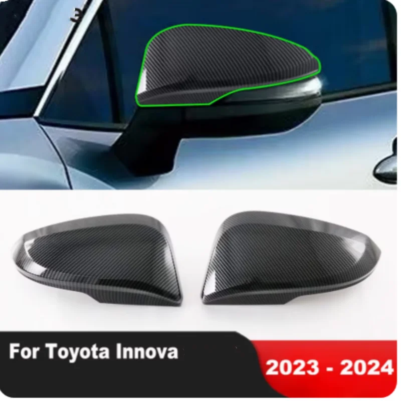 Rearview Mirror Cover Trim For Toyota Innova Zenix 2023 2024 Carbon Car Side Wing Mirror Cap Accessories