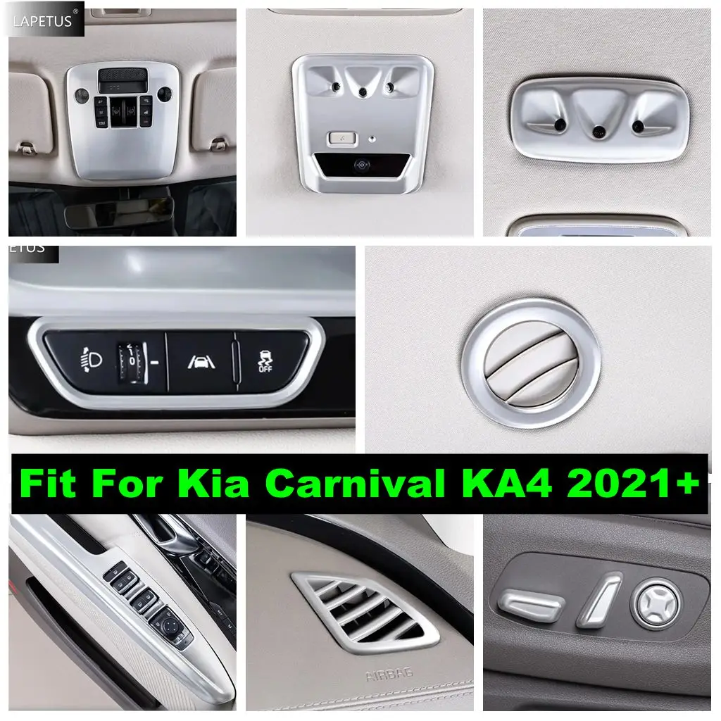 

Matte Car Window Lift / Head Light / Seat Adjust Button / Air Outlet Cover Trim ABS Accessories For Kia Carnival KA4 2021 - 2024