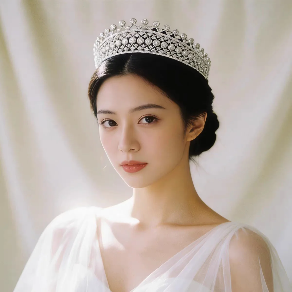 French Retro Princess Wedding Dress Crown Headpiece High-End Micro-Inlaid Zircon Niche Grand Court Style for Brides