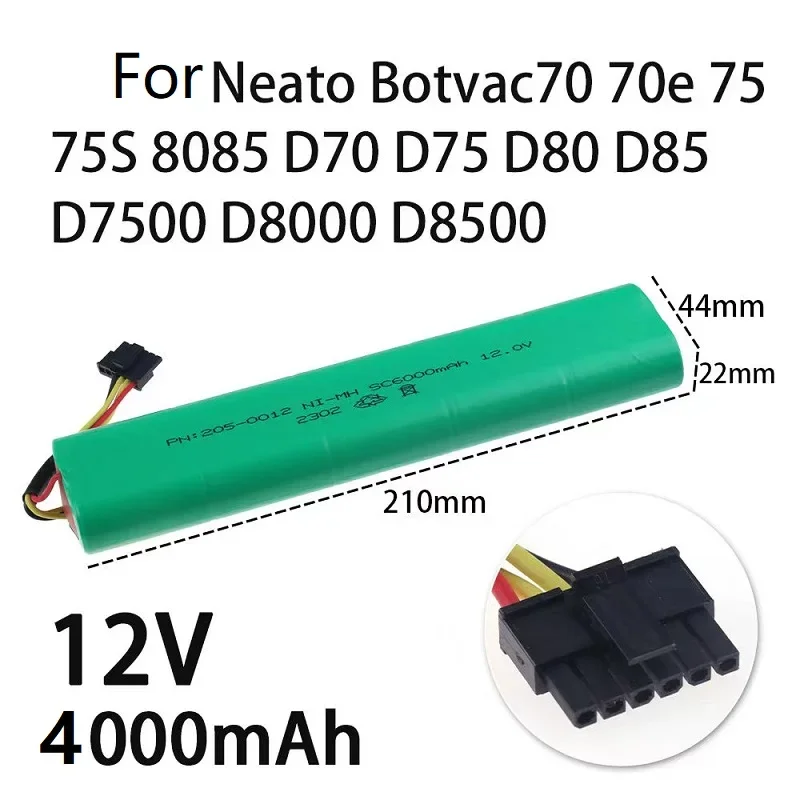 12V 4000mAh Li-ion Replacement Battery Compatible with Neato BotVac 70e 75 80 85 D75 D85 D Series Robot Vacuum Cleaner
