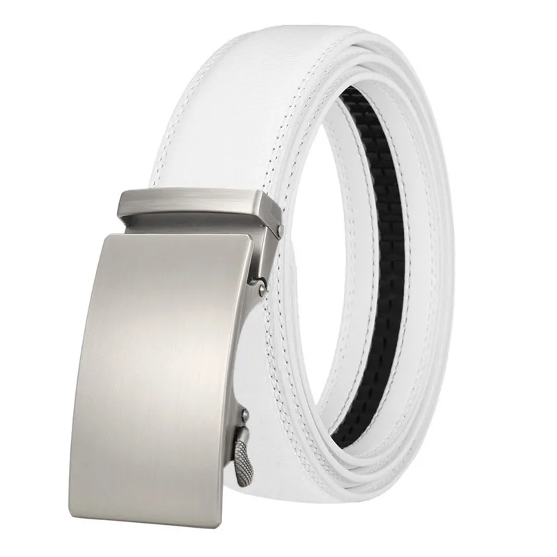 High Quality Genuine Leather Casual Belt Men, Adjustable Automatic Buckle Belts, Black/Brown Cuttable Ratchet Belt for Men 3.5cm