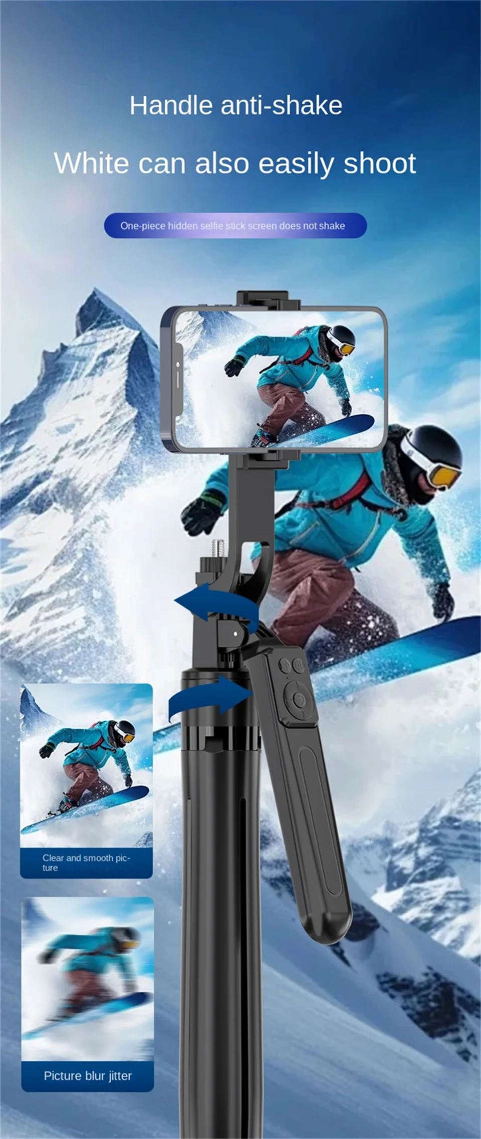 Description Picture 6 of itemWireless Selfie Stick with Bluetooth and lights Remote Portables Foldable Stand tripod for Vlog Shooting Record for Smartphone