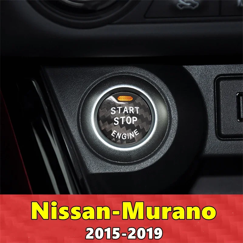 For Nissan Murano Car Engine Start Stop Button Cover Real Carbon Fiber Sticker 2015 2016 2017 2018 2019