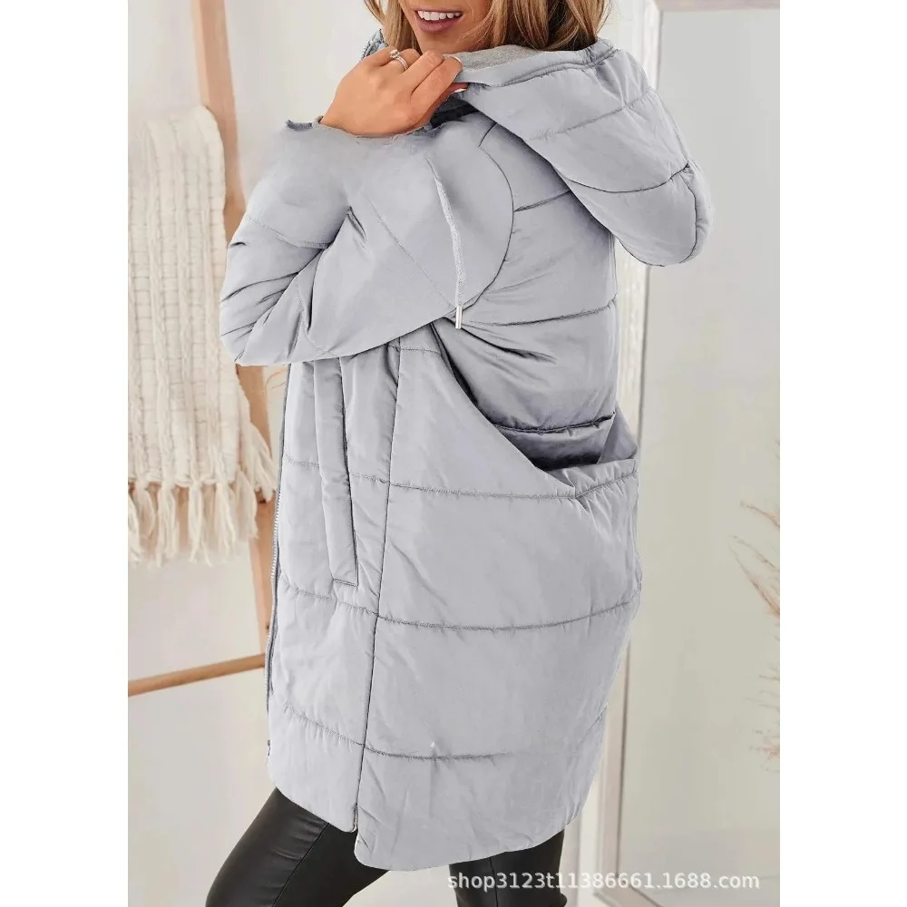 سترات باركاس نسائية بأكمام طويلة مع قلنسوة سترة بسحاب ملابس خارجية مقسمة شتاء غير رسمي 2025 جيوب نحيفة ضيقة
