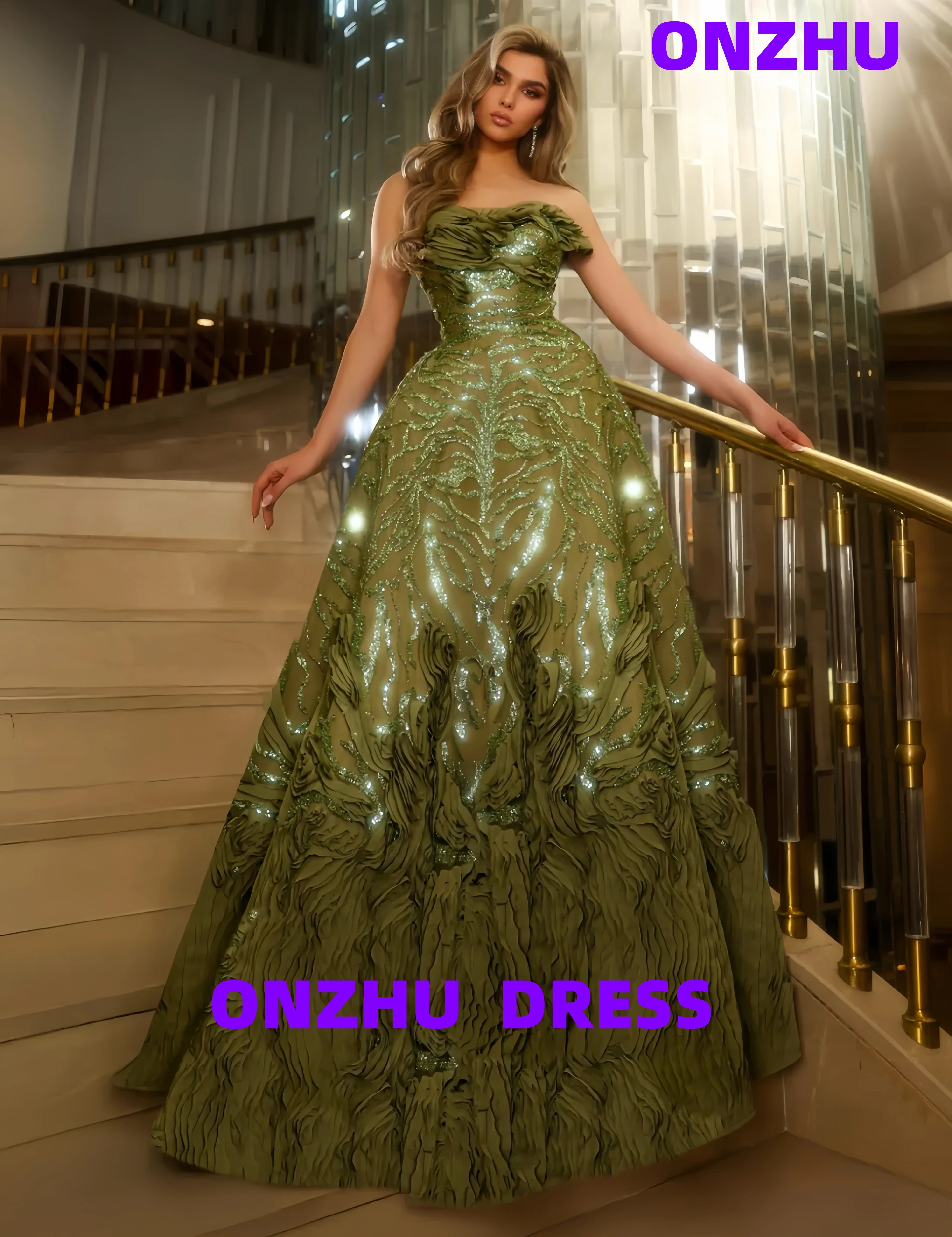 

Customized strapless sleeveless A-LINE shiny amanda 's novias luxurious evening dresses women evening dress