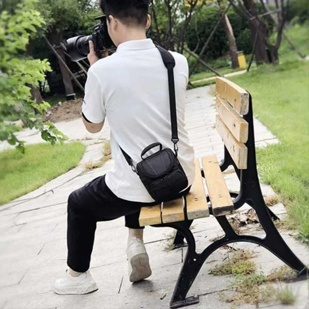 (BAAY) Bolsa para cámara SLR, bolsa ligera para fotografía, correa ajustable para el hombro, bolsa para cámara con bolsillo con cremallera para Nikon D40