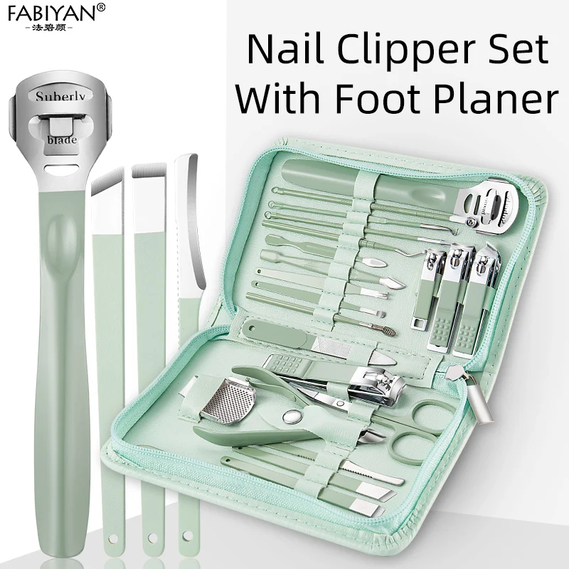 7/10/12/16/22/35Pcs Manicure Set Nail Clipper Cutter Care Pedicure  Dead Skin Pliers Tools With Case Green