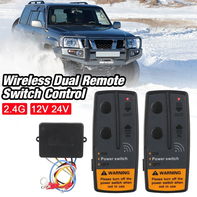 2.4G 12V 24V Electric Winch Switch Controller Wireless Remote Control Recovery For Off-Road ATV Trailer 72W