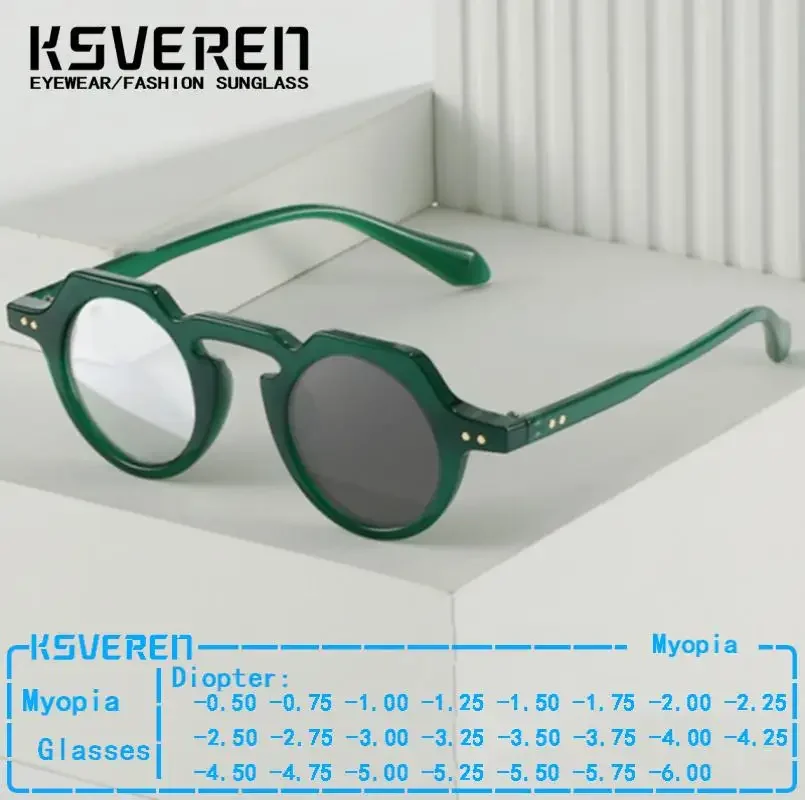 

Men Women Personality Round Photochromic Nearsighted Glasses Refractive Astigmatism Lenses Anti Reflection 0 -0.5 To -6.0