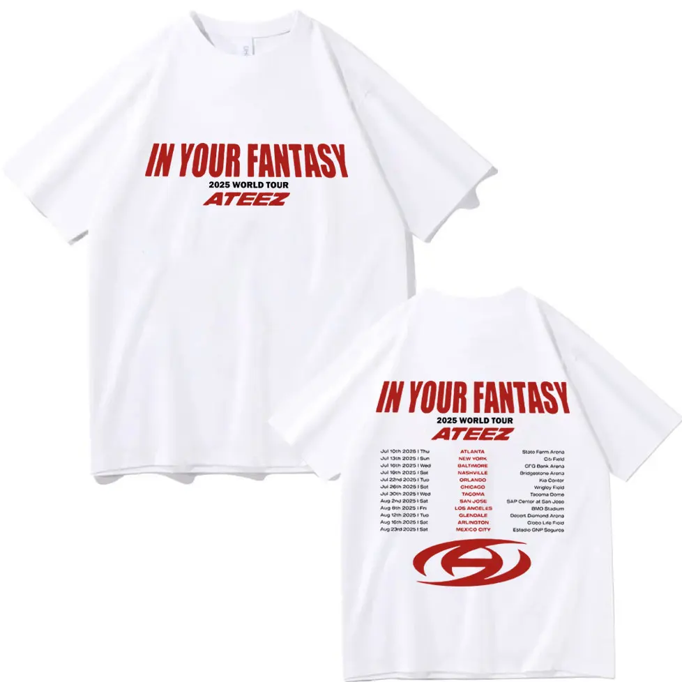 ATEEZ World Tour in Your Fantasy Merch T-shirt Men Hip Hop Fashion Short Sleeve T Shirt Summer Casual Cotton T-shirts