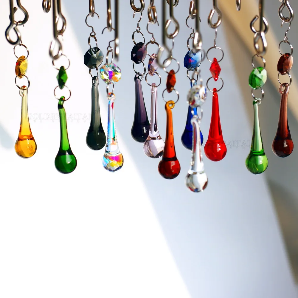 16X60MM/20X80MM More Colors Raindrops Crystal Chandelier Parts Lamp Glass Hanging Pendants Crystal Beads Curtain Accessories