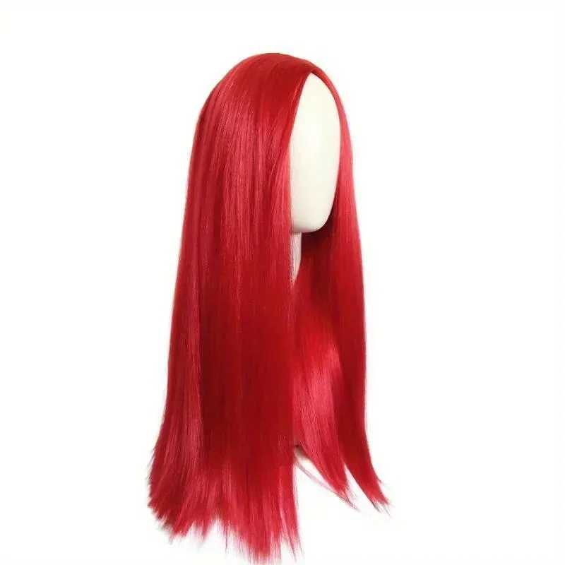 SN55Halloween Horror Night Anime Wig Sally Cosplay Wigs Red Medium Long Straight Hair For Female@54WE