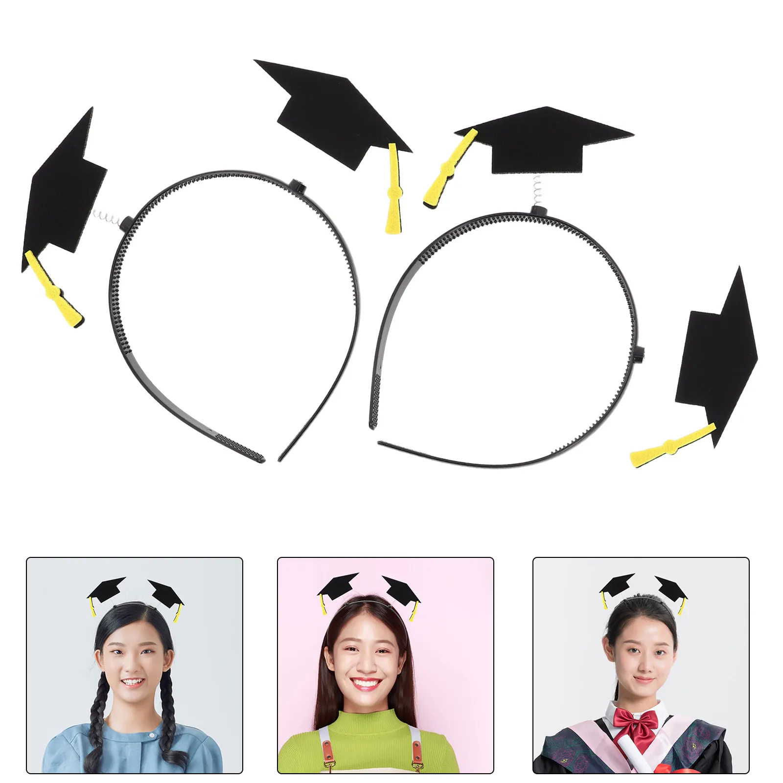 

2Pcs Graduation Cap Hair Band Graduation Season Party Headband Lightweight Comfortable Bachelor Cap Accessories